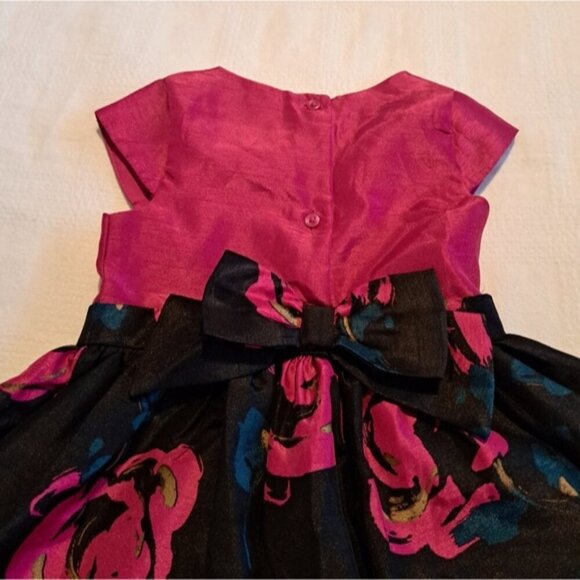 Gymboree girls size 2T black & pink floral party dress, EUC - Picture 3 of 6